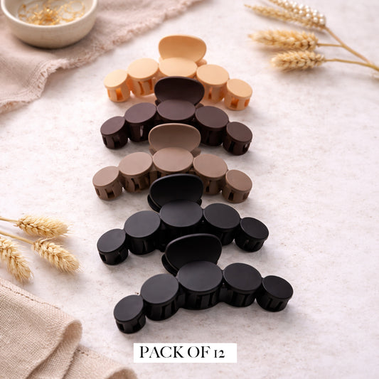 Matte Peach Geometric Round Hair Claw Clip for Women