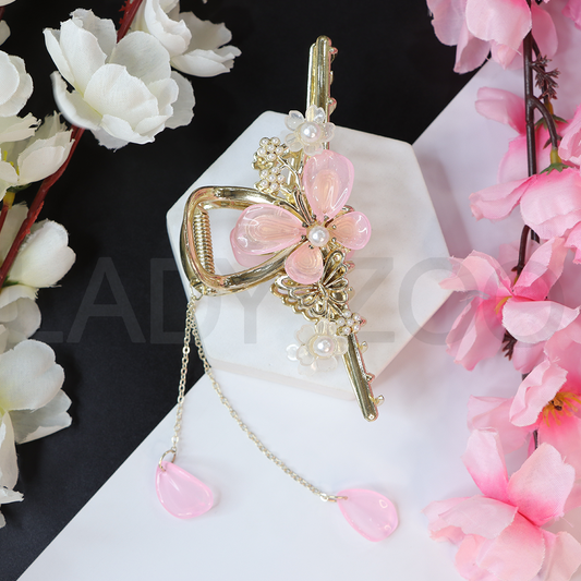 Metal hair clip Large Pink Butterfly hair claw clip for women