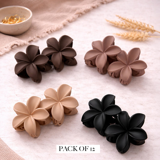Matte Plumeria Flower Hair Claw Clip for girls