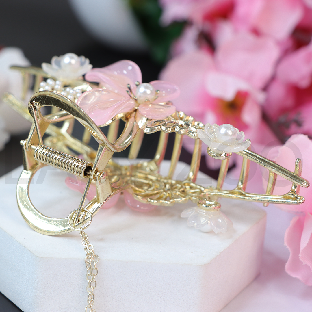 Metal hair clip Large Pink Butterfly hair claw clip for women