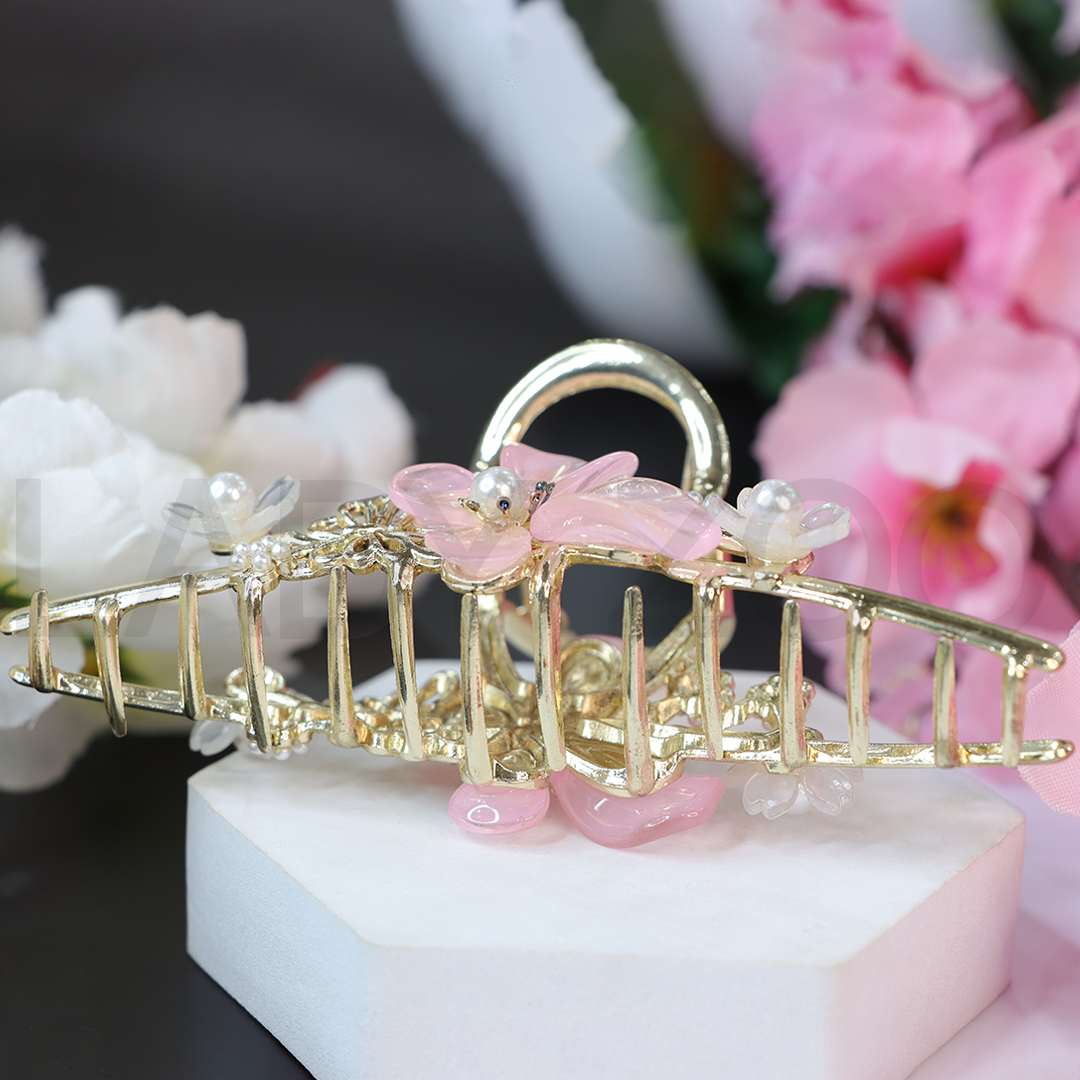 Metal hair clip Large Pink Butterfly hair claw clip for women