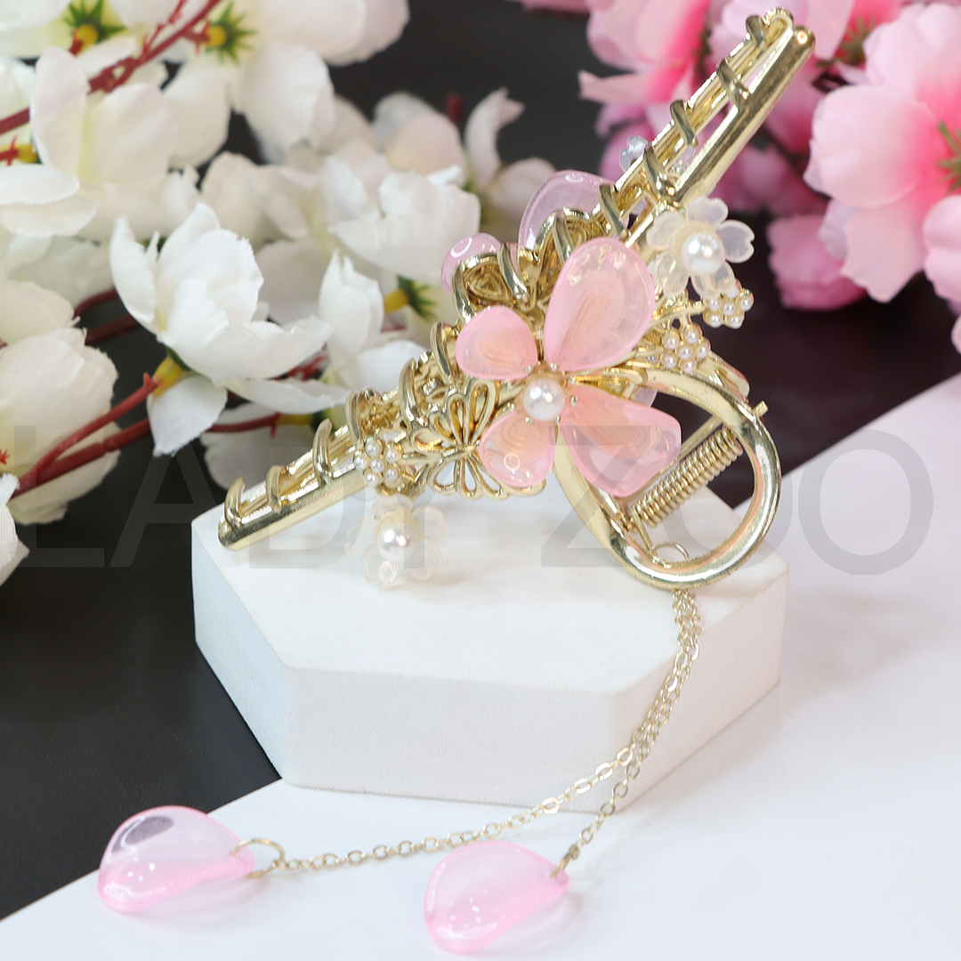 Metal hair clip Large Pink Butterfly hair claw clip for women