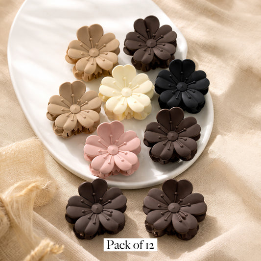 Elegant Floral Hair Claw Clip for Women | Matte Flower Design | Strong Hold Styling Clip