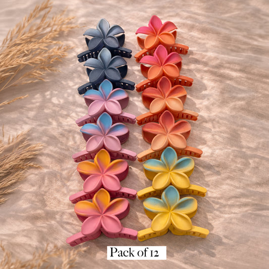Chic Floral Hair Claw Clips in Sunset & Pastel Shades