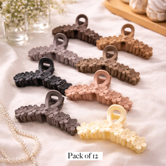 Floral Daisy Design Hair Claw Clip for Women Matte Finish