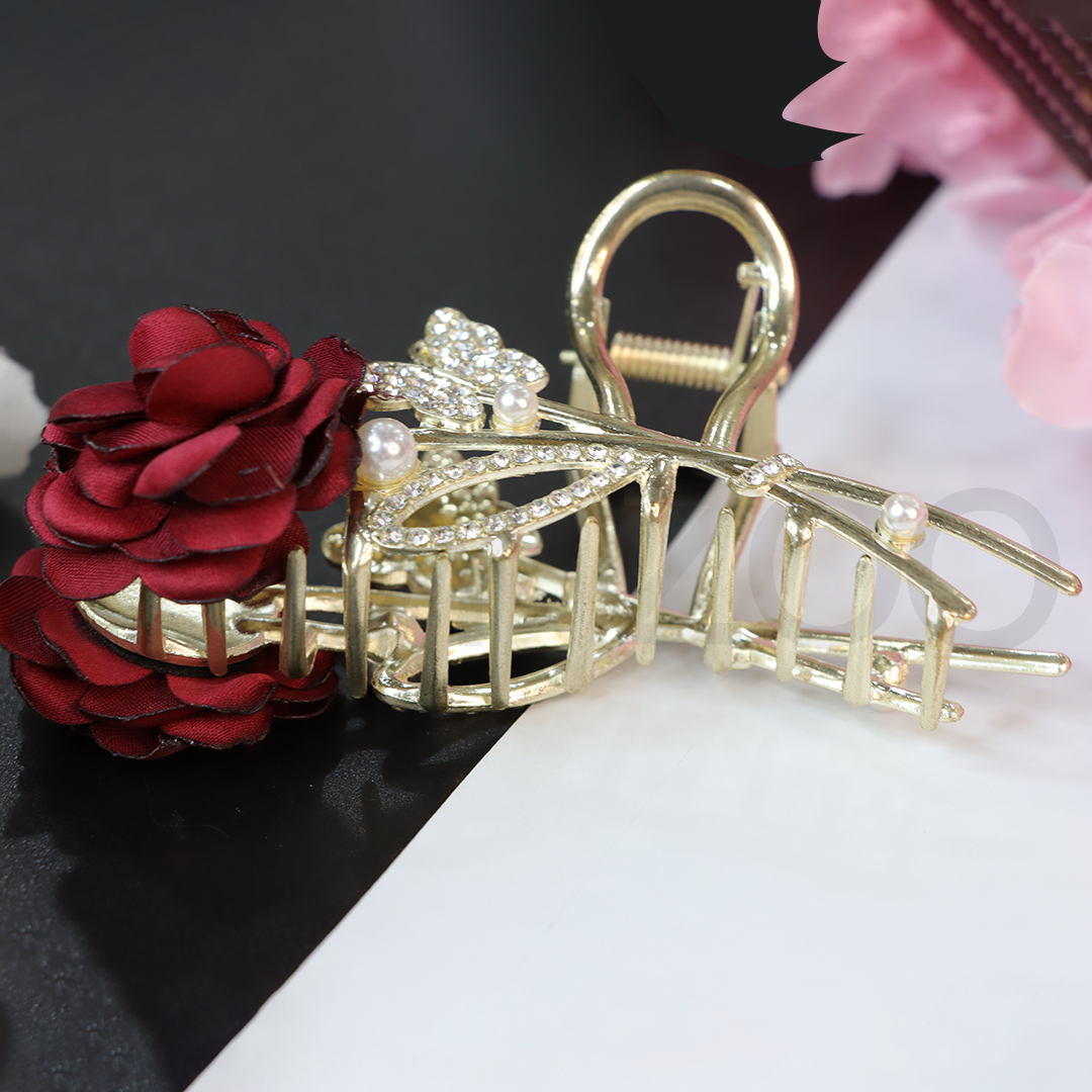 rose red Gold Large Metal Clutchers for Women