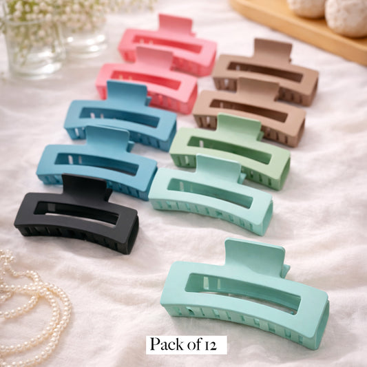Matte Finish Rectangular Hair Claw Clip for Women