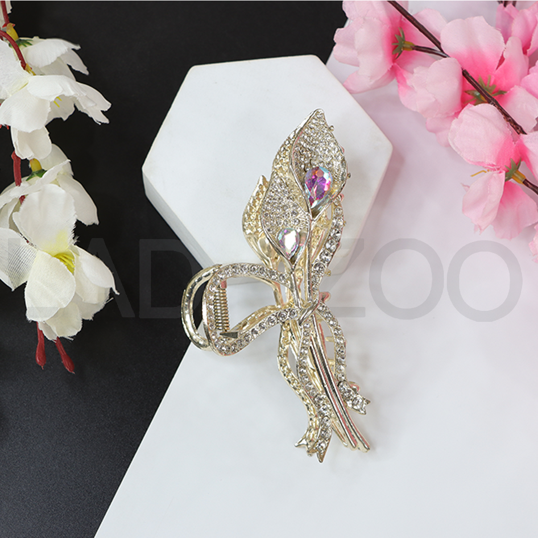 Large Rhinestone Leaf Style Stylish Pearl & Crystal Stone Hair Accessories for Women