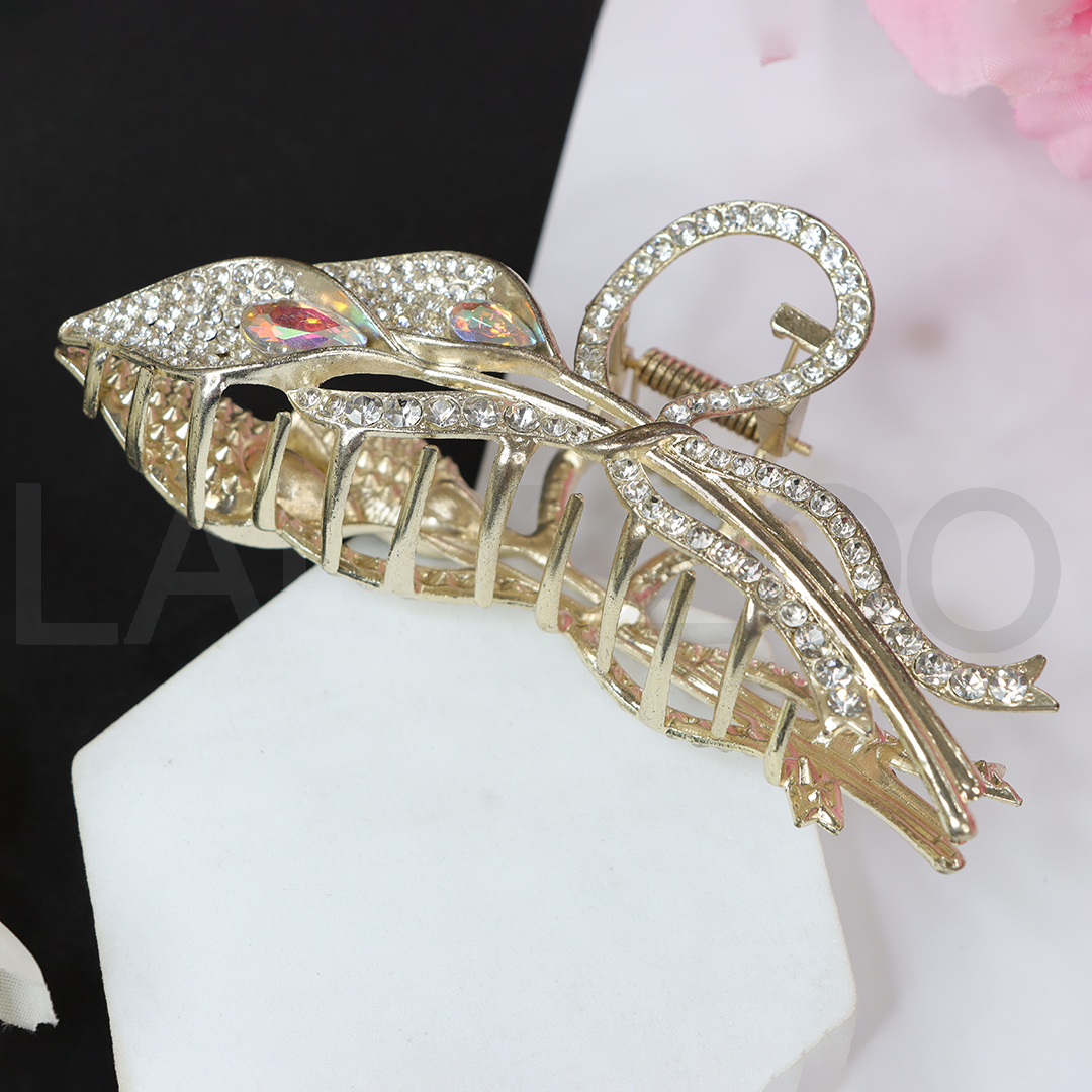 Large Rhinestone Leaf Style Stylish Pearl & Crystal Stone Hair Accessories for Women