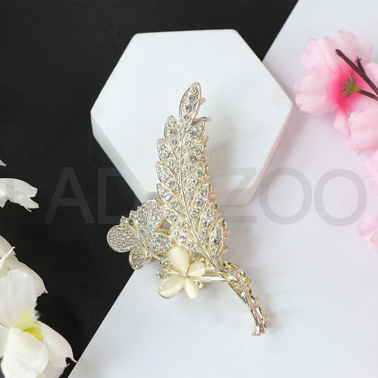 Gold Plated Flower Pearl Tassel Hair Clips Claw Accessories for girls