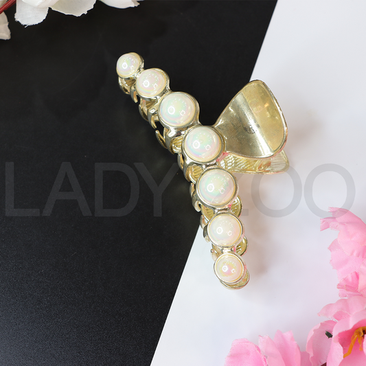 Large Pearl Hair Claw Clips Gold Metal Pearl Hair Clips Hair Jaw Clamp For girls