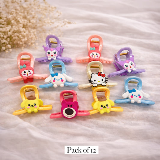 Cartoon Figure Hair Clutch Clips for Girls Durable Plastic Hair Claws