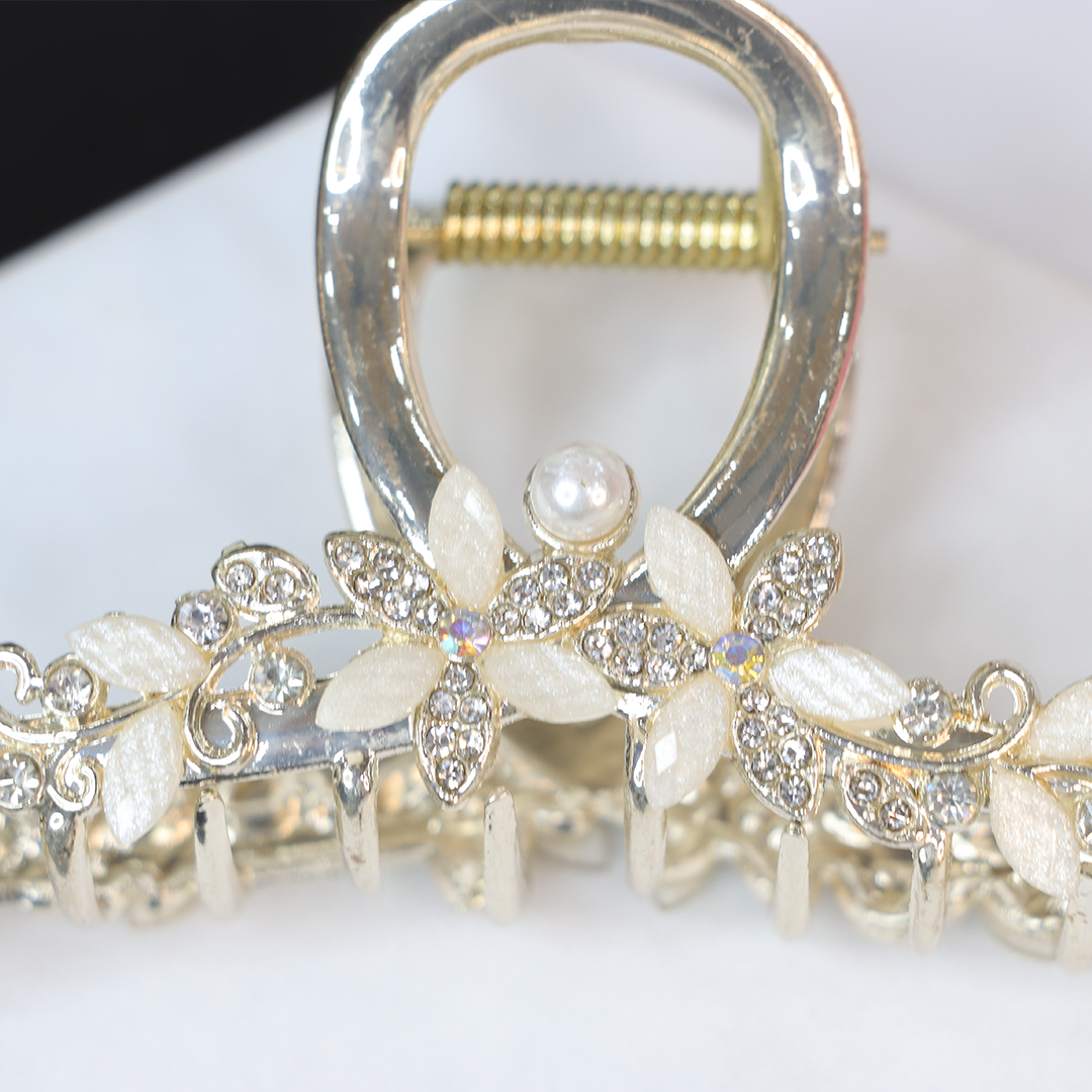 Golden Large Metal Pearl Rhinestone Hair Clutcher hair Claw Hair Accessories For Women