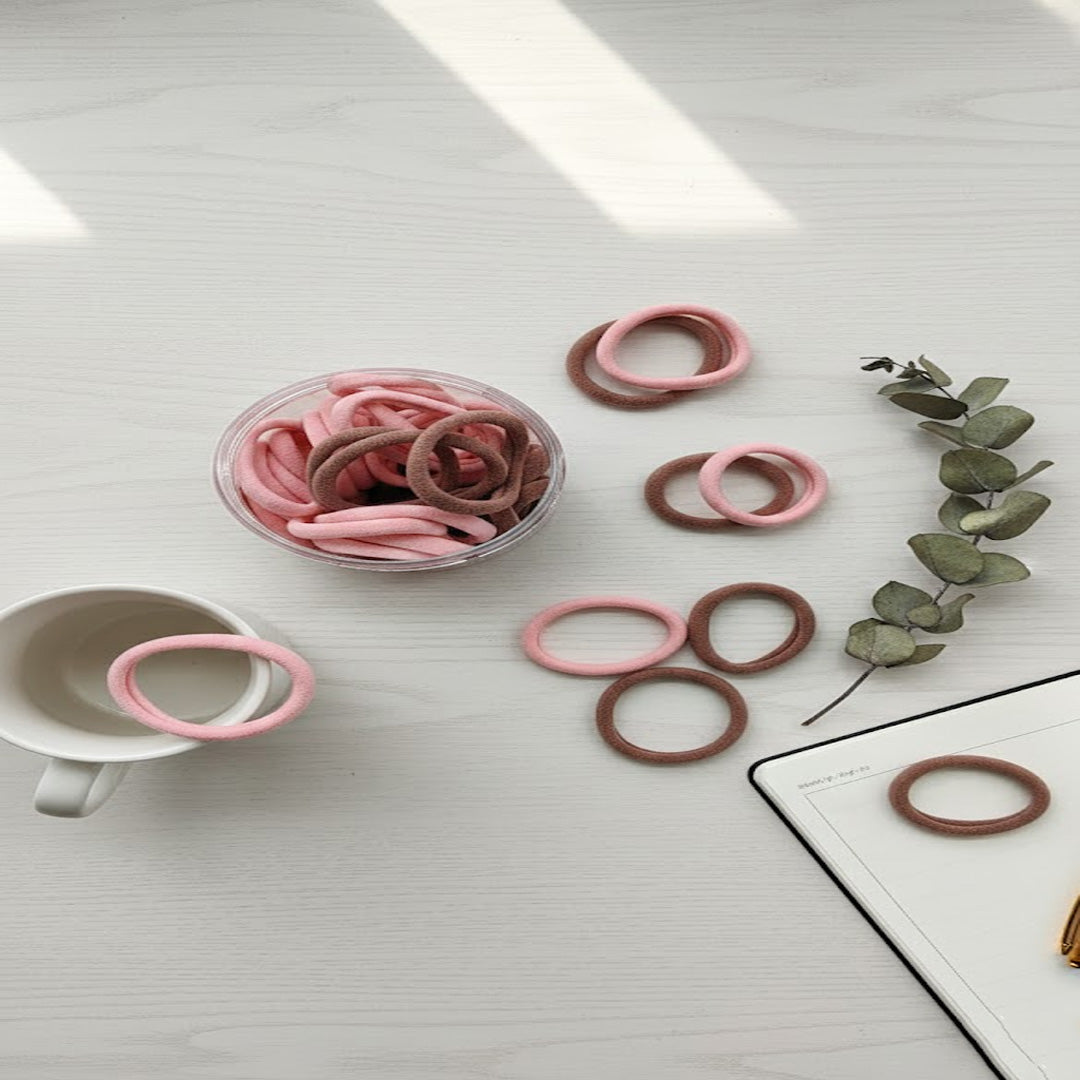 12-Box Soft Pink Seamless Hair Ties Set – No-Crease Elastic Bands