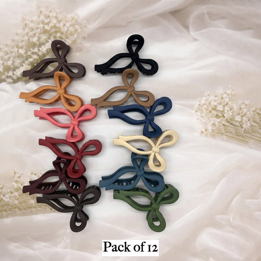 Elegant Bow Shaped Hair Clips for Girls & Women – Strong Hold Matte Finish