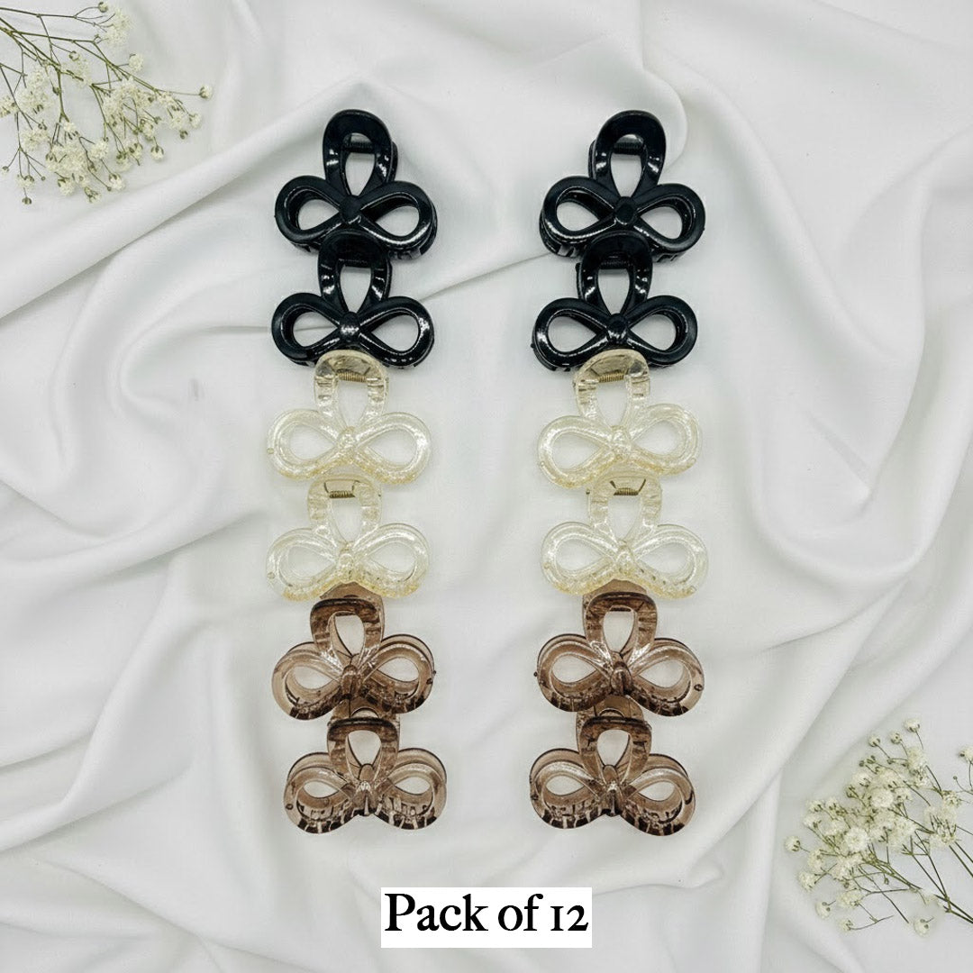 Infinity Bow Hair Claw Clips (Pack of 12)