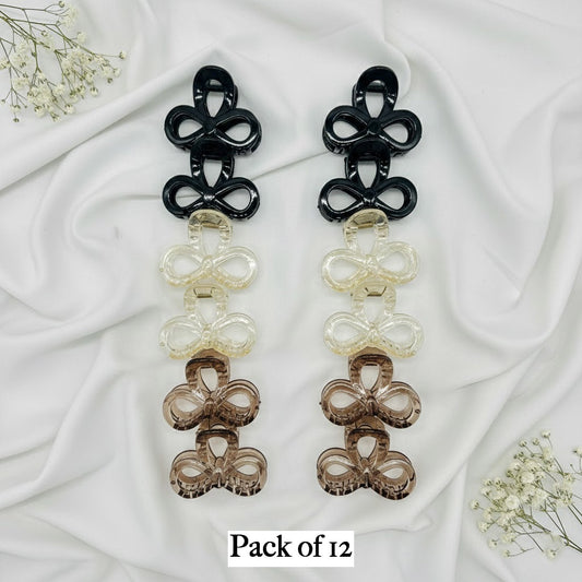 Infinity Bow Hair Claw Clips (Pack of 12)