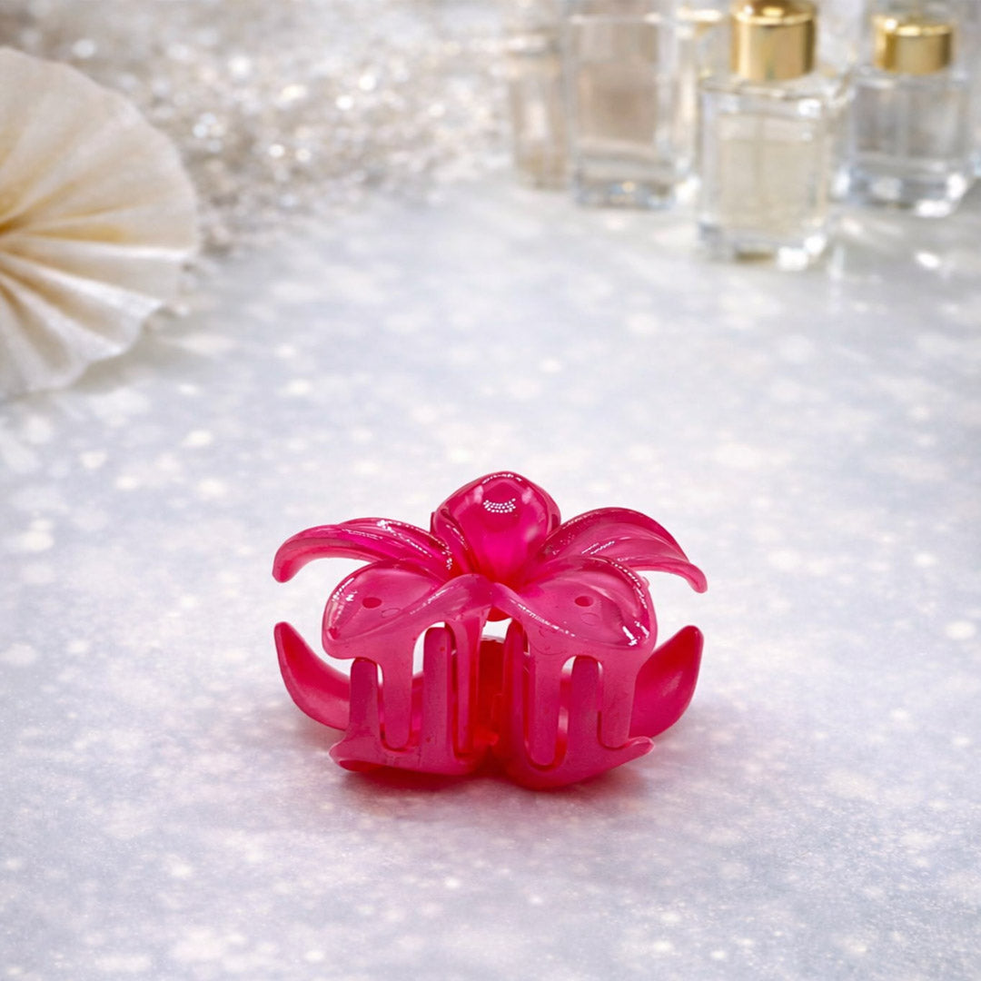 Translucent Floral Hair Claw Clips – Pastel Flower Design (Pack of 12)