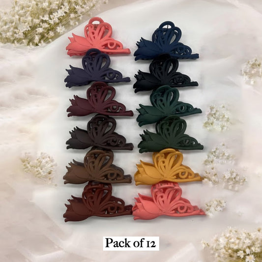 Elegant Flower Hair Clutch Clip Set for Women  Stylish Matte Finish