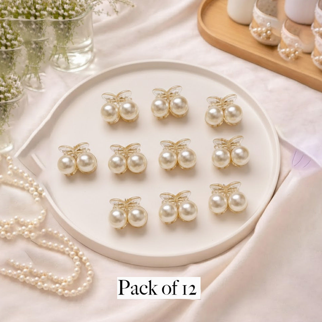 Pearl Cherry Mini Hair Claw Clips