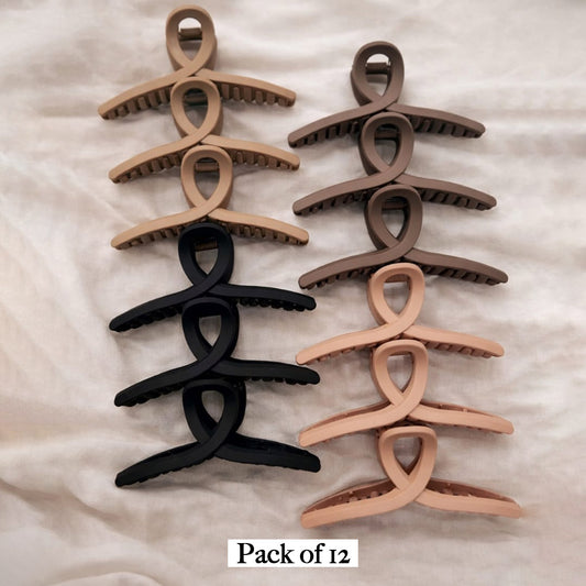 Matte Finish Hair Claw Clips Strong Hold, Assorted Neutral Colors