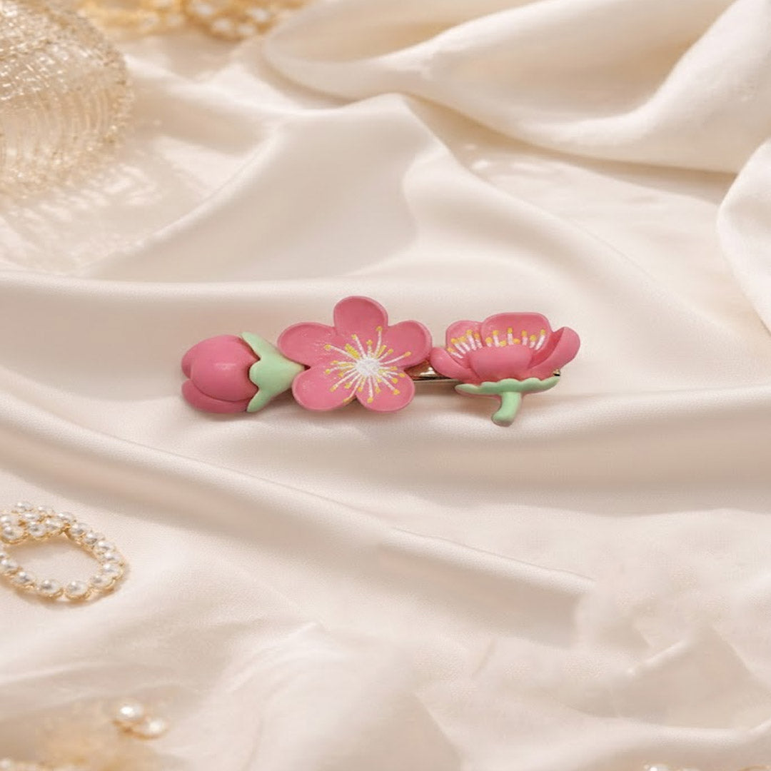 Cute Floral Snap Hair Clips – Pack of 24 Pink Blossom Barrettes for Girls