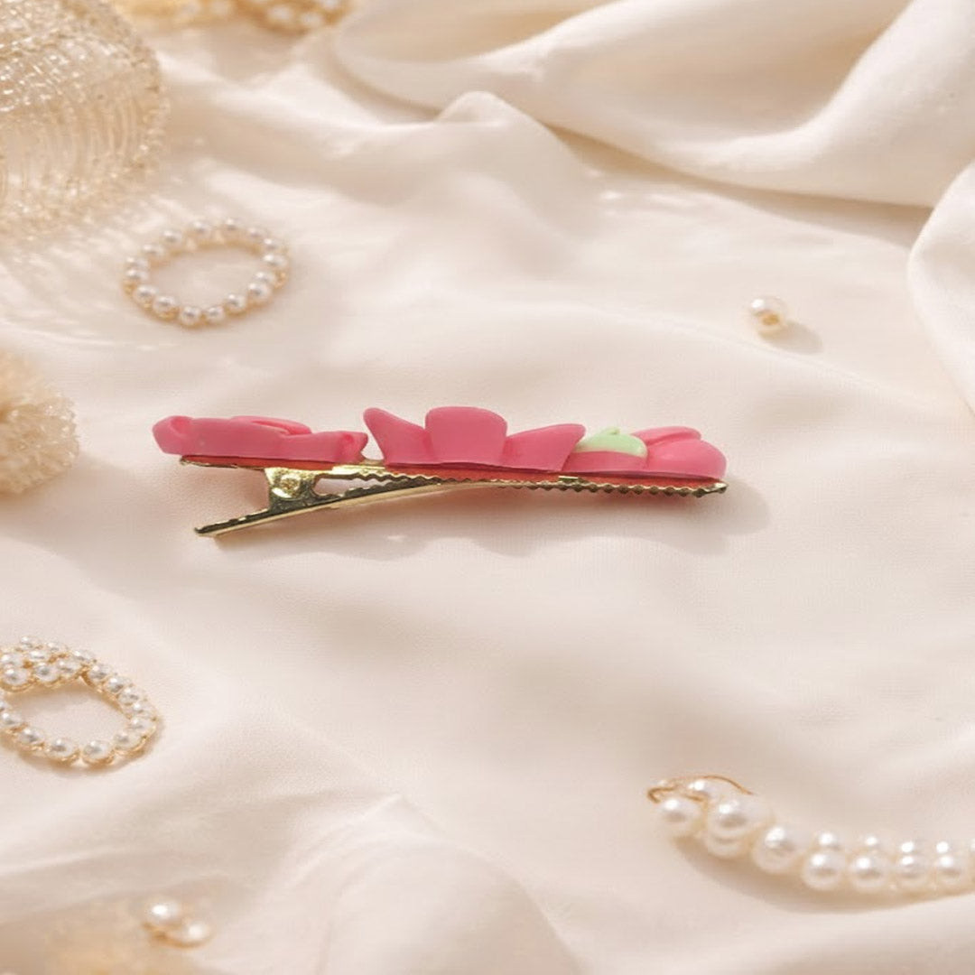 Cute Floral Snap Hair Clips – Pack of 24 Pink Blossom Barrettes for Girls