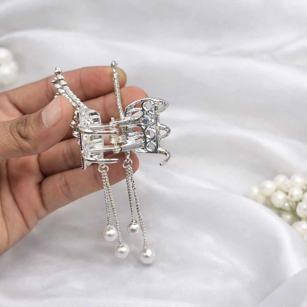 Luxury Crystal Angel Wing Hair Claw Clips – Pack of 12 Silver Rhinestone Hair Accessories