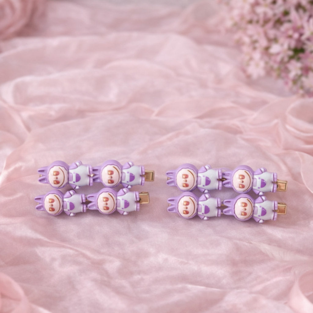 Cute Cartoon Bunny Snap Hair Clips – Pack of 12 Colorful Hair Pins for Girls