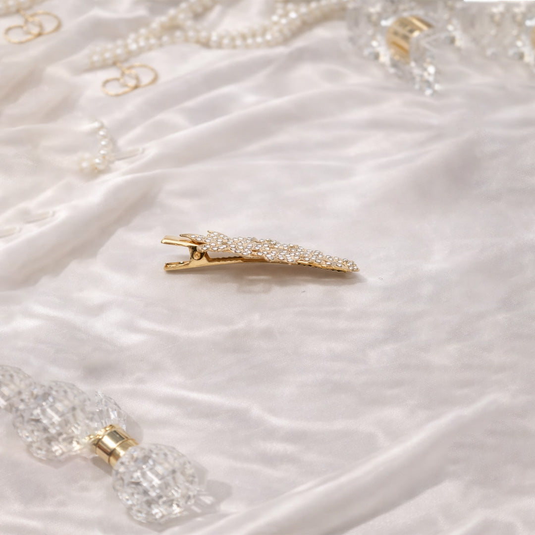 Luxury Rhinestone Hair Clip Set – Pack of 12 Gold Crystal Barrettes for Women