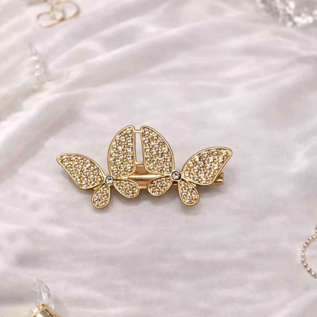Luxury Rhinestone Hair Clip Set – Pack of 12 Gold Crystal Barrettes for Women