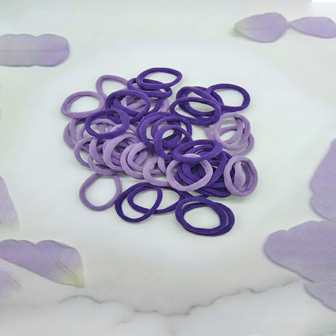 12-Box Set Soft Elastic Hair Bands – Pastel Purple